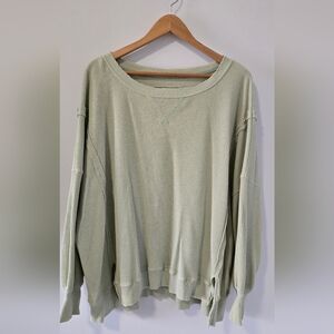 American Eagle Outfitters Light Green Waffle Knit Sweatshirt